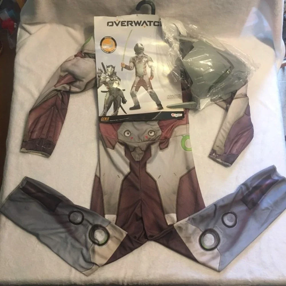 Disguise Genji Costume Kids M 7-8 Grey New Muscle Padded Mask Overwatch